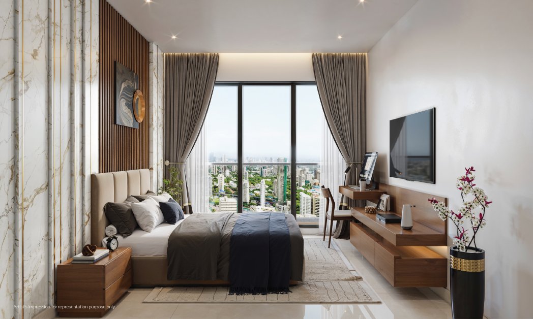 Master bedroom in Godrej Horizon 3 BHK apartme