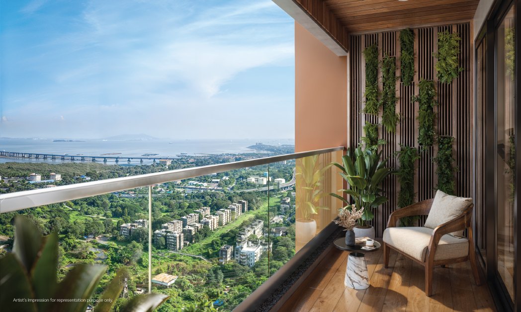 Private deck area in Godrej Horizon sea view apartment
