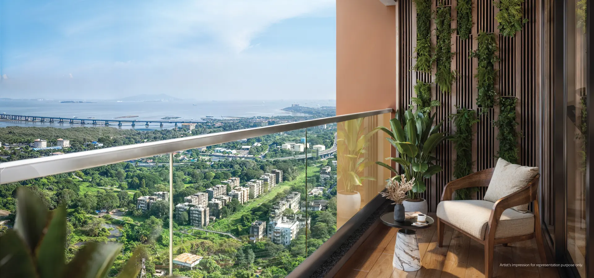 Balcony view from Godrej Horizon sea-facing apartments